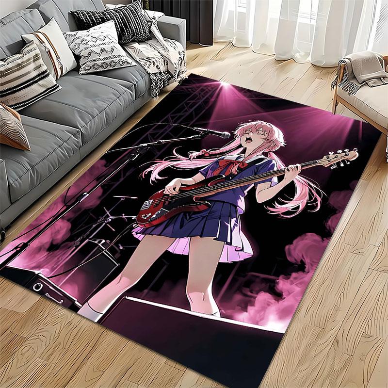 Anime Girl Playing Bass Guitar suitable as a non-slip mat for the living room or bedroom sofa