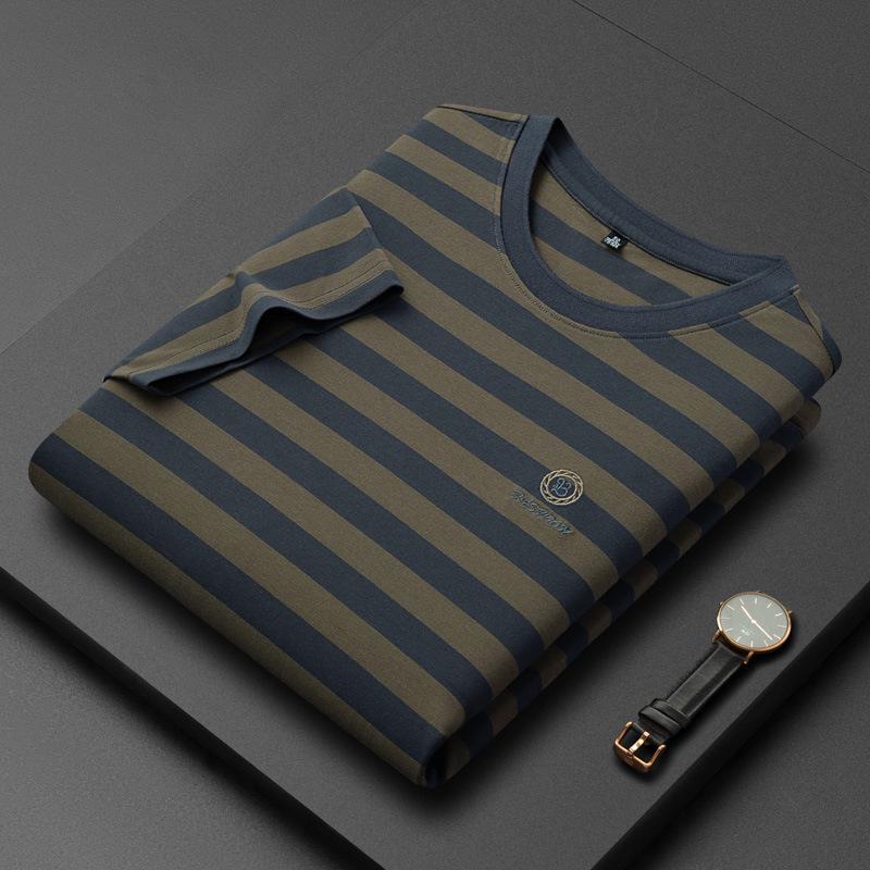 2024 Men's Casual Striped Crew Neck Pullover T-Shirt - Summer Short Sleeve