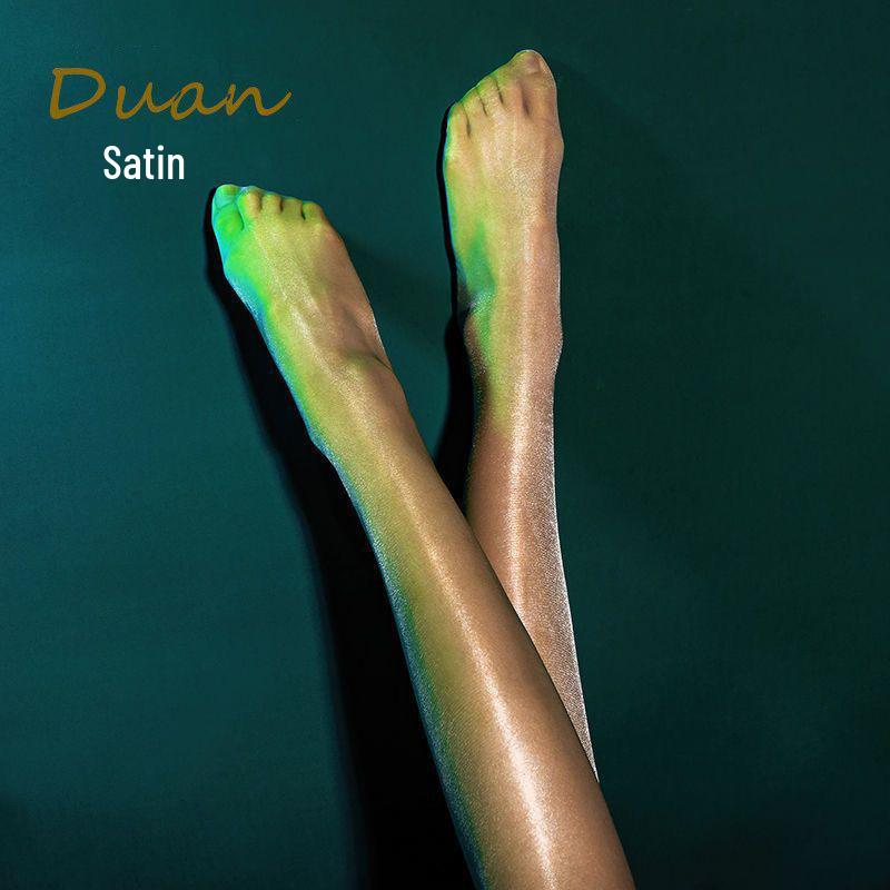 Satin 360 Aurora 3D Seamless Transparent Oily Stockings with Foot Shape for Women