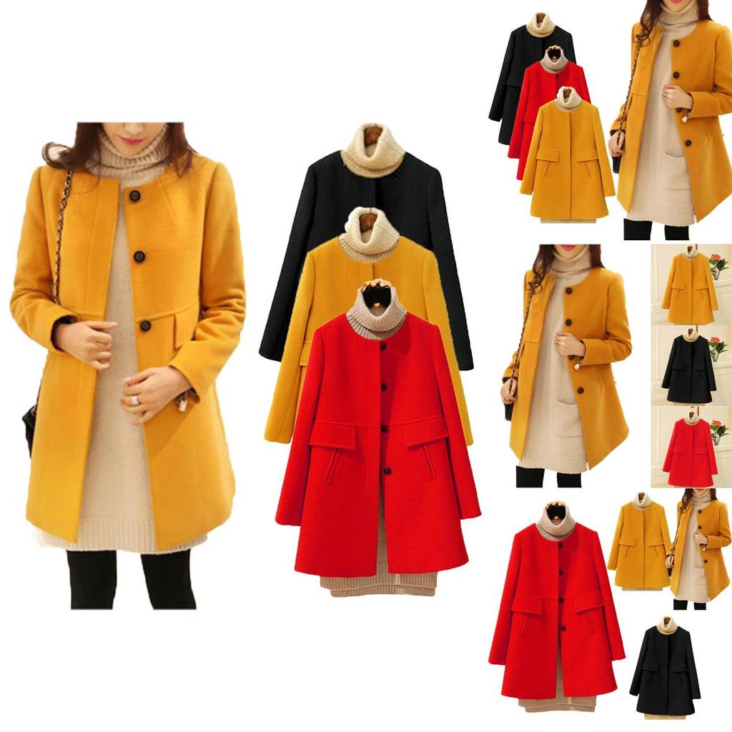 Elegant Women Winter Duffle Coats In Stylish Peacoat Design With Buttons