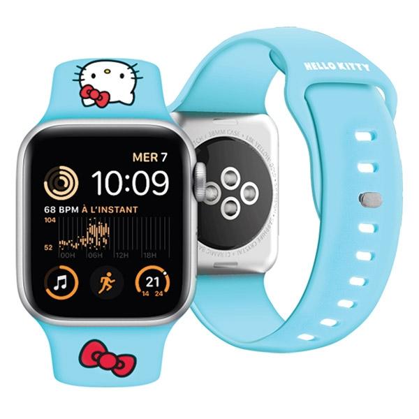 Hello Kitty HKAWMSCHBLB Apple Watch Strap 38/40/41mm Blue/blue Strap Silicone Kitty Head