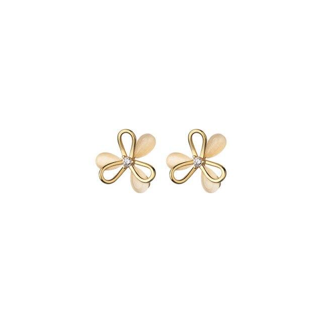 925 Sterling Silver Cute Romantic Clover Synthetic Opal Korean Stud Earrings for Women Sweet Wedding Party Jjewelry Gift