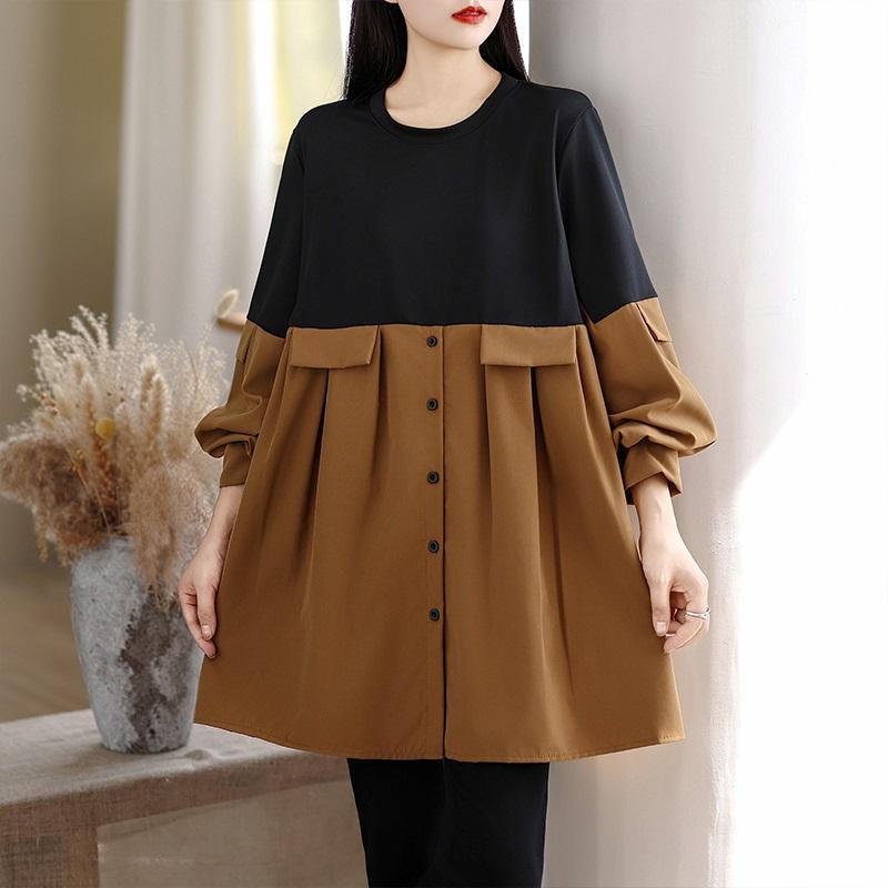 

Платья винтажные больших размеров с длинным рукавом, новинки, для женщин, повседневные, свободные, мини, короткие, весенне-осенние XXL верблюд