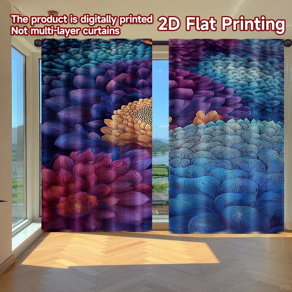 

2D FLAT PRINTING 2pcs Curtains (Without Rod) Floral Mandala Design (2) Easter Festival Fashion Curtains Fabric Curtains Gifts 100*130 Grommet Top 1pcs