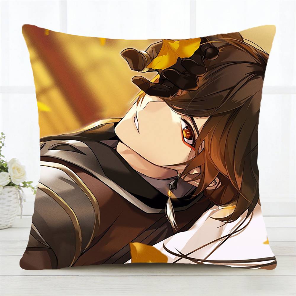 Zhongli Genshin Impact Pillow Case Fashion Square Pillowcase Bedroom Sofa Room Ins Decoration Leisure