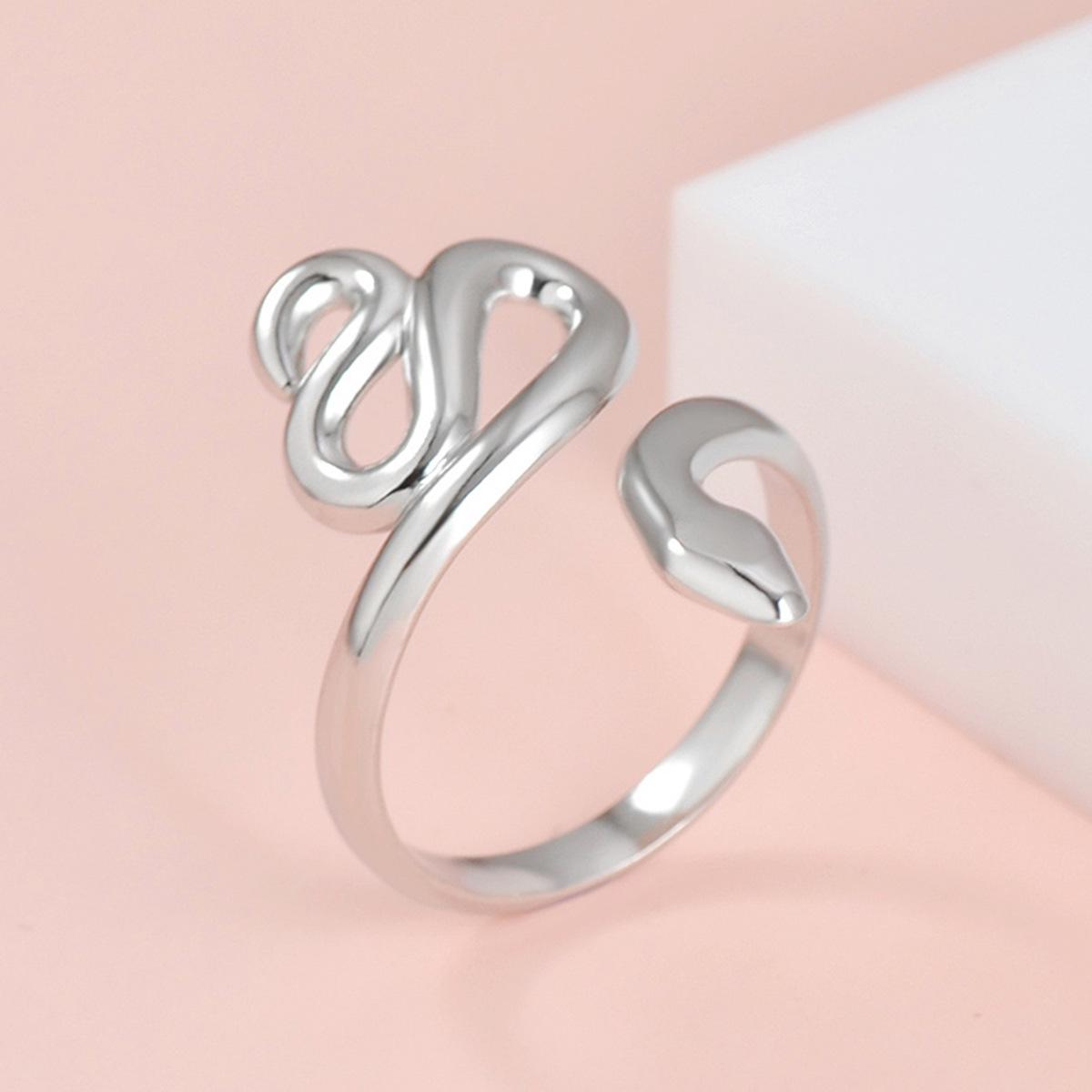 Retro Punk Snake Stainless Steel Open Ring - Unisex Finger Jewelry