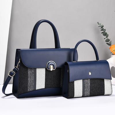 Mother and Child Bag, Large Bag, Handbag, Two-piece Set, Striped New Women's Bag, Single Shoulder.