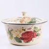 Vintage Thickened Ceramic Enamel Bowl with Lid for Kitchen Use - Perfect for Stews, Soups, and Dumpling Fillings