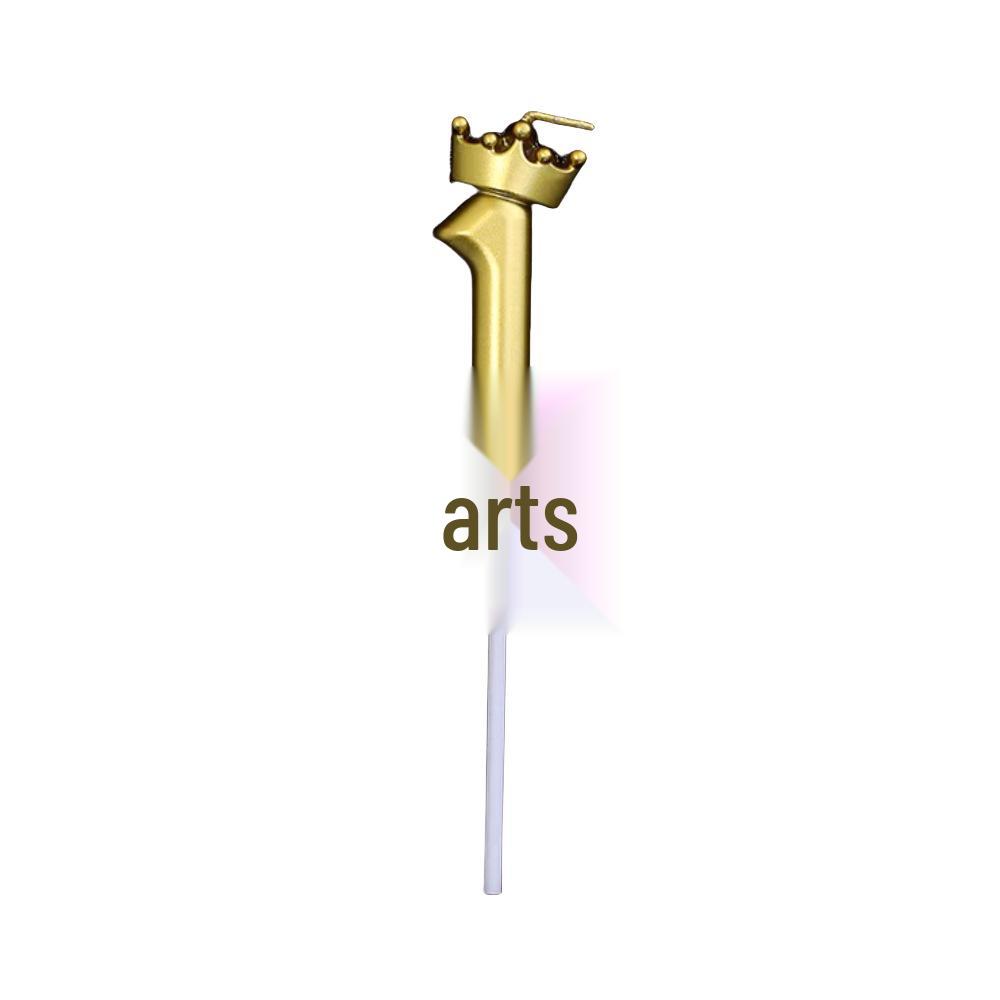 Crown Gold Number Birthday Candle Topper for First Birthday, Cake Decoration, Valentine's or Qixi Festival.