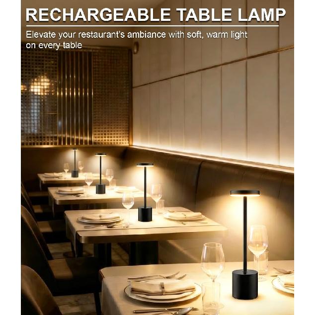 Cordless Table Lamp Set of 2, Rechargeable 5000mAh Battery Operated Outdoor Table Lamps, Portable LED Desk Lamp, 3 Color Dimmable Table Light for