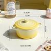 Gradient Color Ceramic Stew Pot with Lid, Double-Ear Design, Egg Steaming Bowl, Double Boiler, Microwave Safe Baking Bowl for Household Use