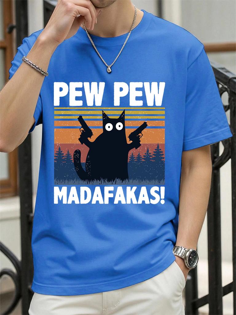 Pew Madafakas Cat Holding Handgun Prints TShirt Women Cotton Summer Tops Soft Loose ONeck Short Sleeve Tees Casual Clothes
