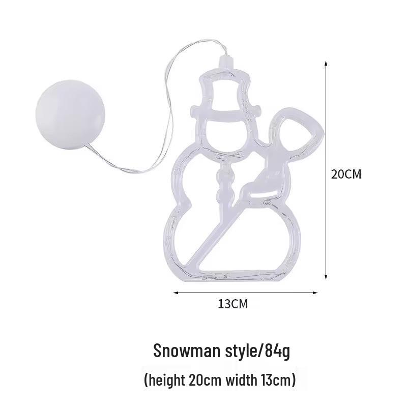 LED Suction Cup Christmas Window Lights - Santa & Snowman Shapes Suction Cup Battery Box Warm