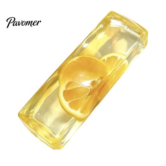 Flexible Sensory Toy Clear Bar Squeeze with Fake Fruit Inside, Stress Relief Shapeable Hand Therapy Stick Toy, Transparent Strip Figdet for