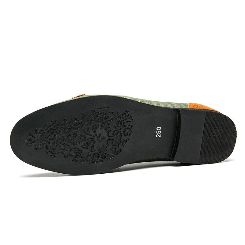 Canvas Lederschuhe Herren Casual Luxury Brand Handgefertigte Halbschuhe Herren Slipper Flats Fahrschuhe Abendschuhe Weiß Grün Mokassins N0 -28