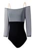 Women's Colorblock Seven-Sleeve Ballet Leotard: Fashionable Drop Shoulder Dancewear