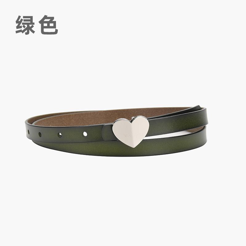Leather Belt Women'S Thin Jeans With Decoration And Dress Pants Simple Style Heart-Shaped Belt