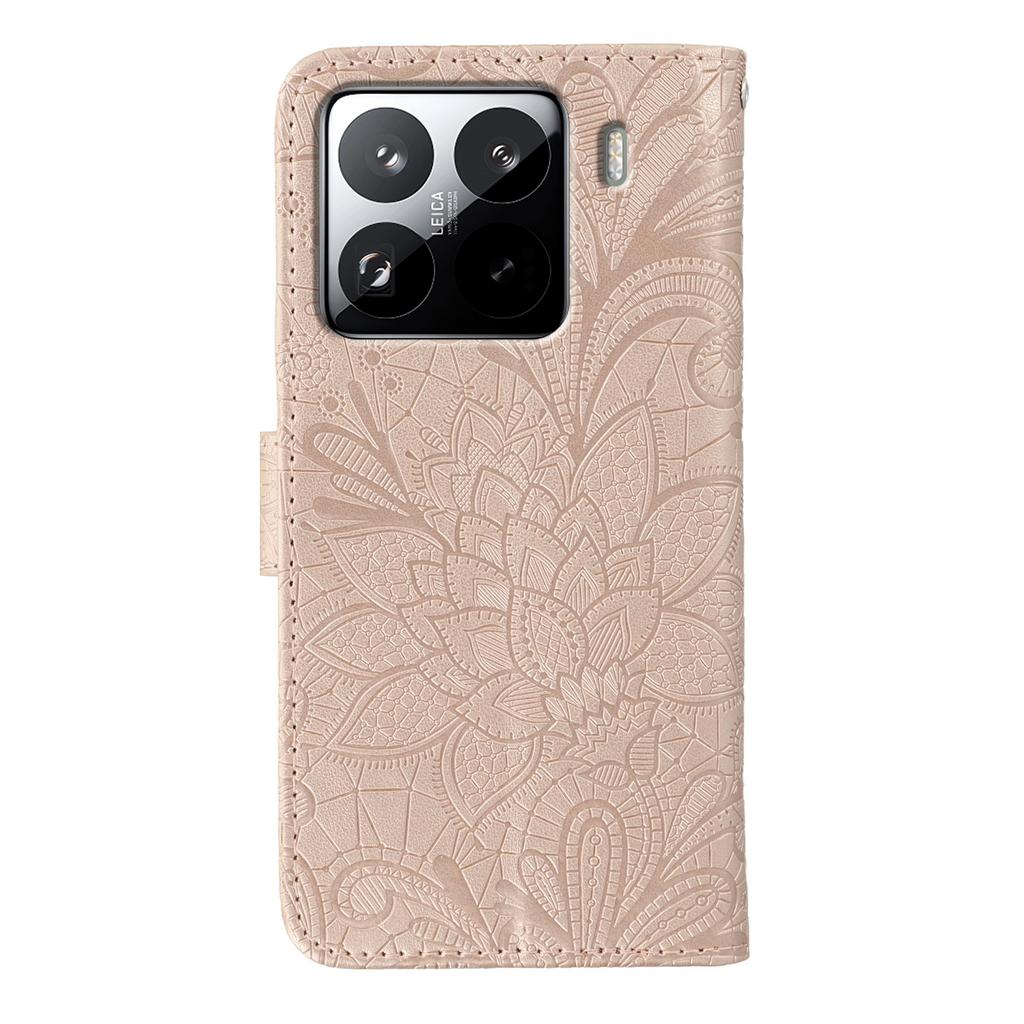For Xiaomi 15 Pro Case Lace Flowers PU Leather Flip Wallet Phone Cover