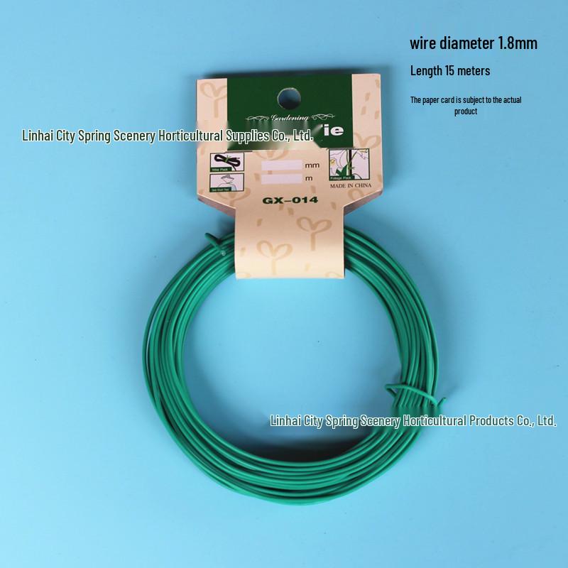 Green 1.8mm Plastic Coated Iron Tie Wire for DIY Flower Support, 15M