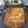 Forest Deer Round Area Rug,Carpet Rug for Living Room Bedroom Sofa Playroom Decor,Non-slip Floor Mat