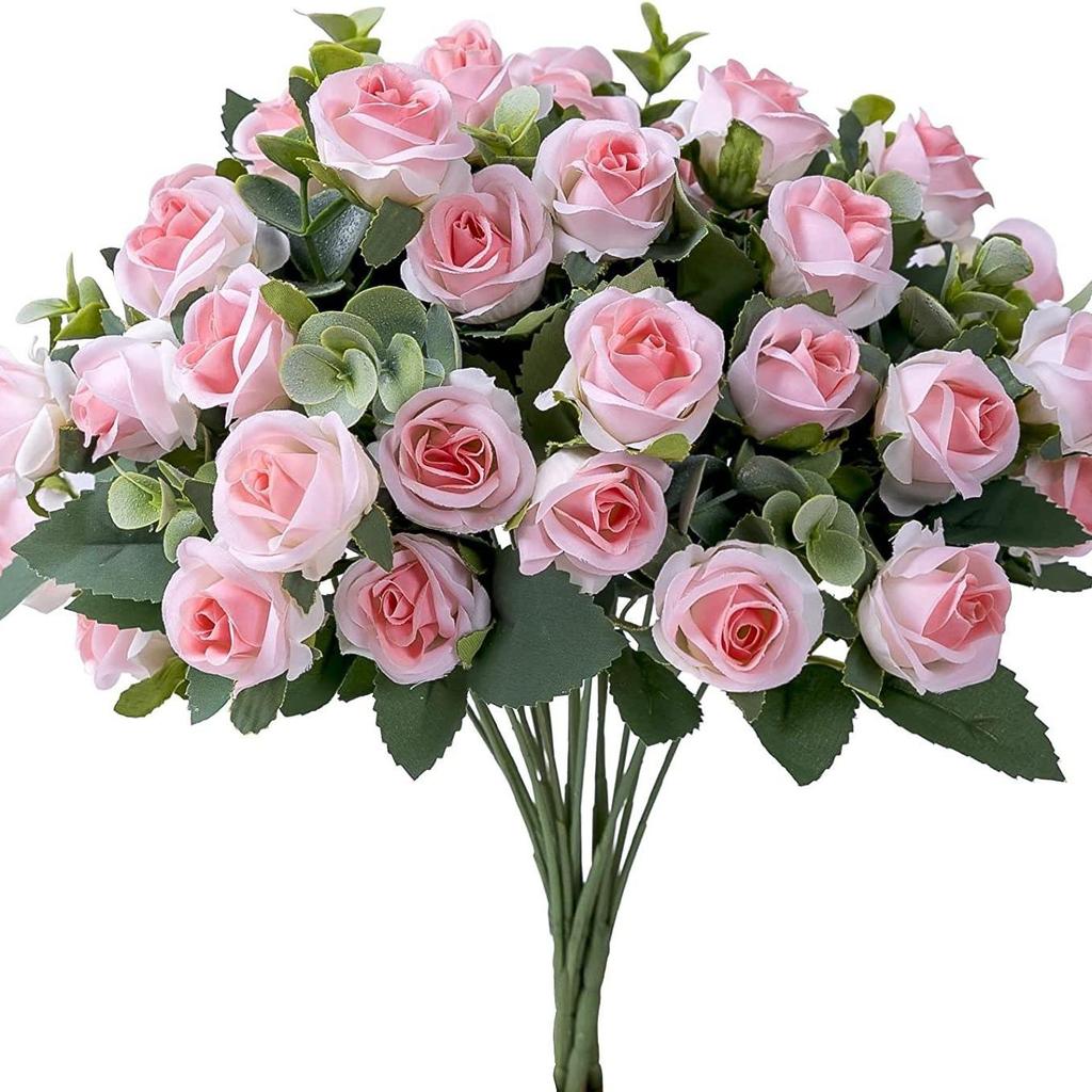 Eucalyptus & Small Roses Wedding Bouquet - Artificial Home Decoration