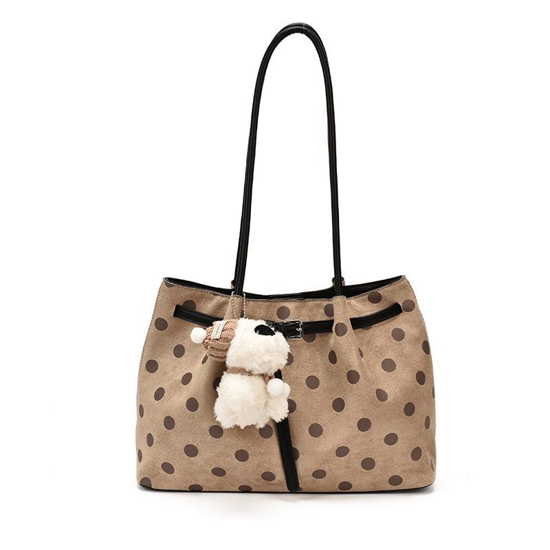 Borsa Tote a Pois Stile Coreano: Borsa Versatile Autunno 2026 da Donna, Portatile, a Spalla e a Tracolla per un Pendolarismo alla Moda
