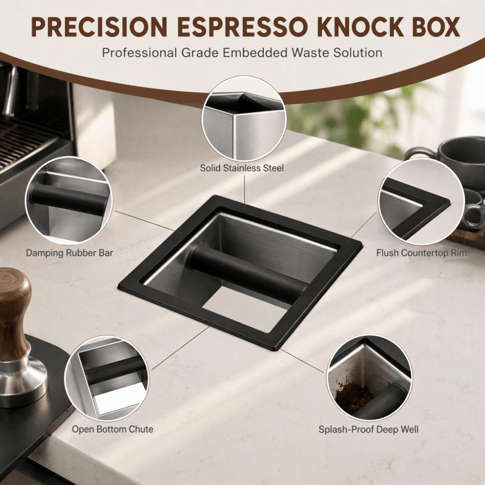 Open Bottom Coffee Knock Box Stainless Steel Countertop Knock Box For Restaurant