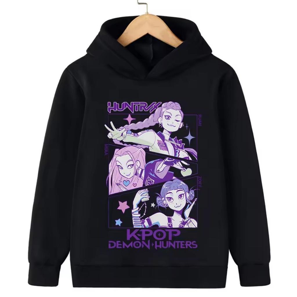 Höst KPop Demon Hunter Huntrix Tryck Barn Sweatshirt Casual Mode Flickmode Street Pullover Toppar Barnkläder