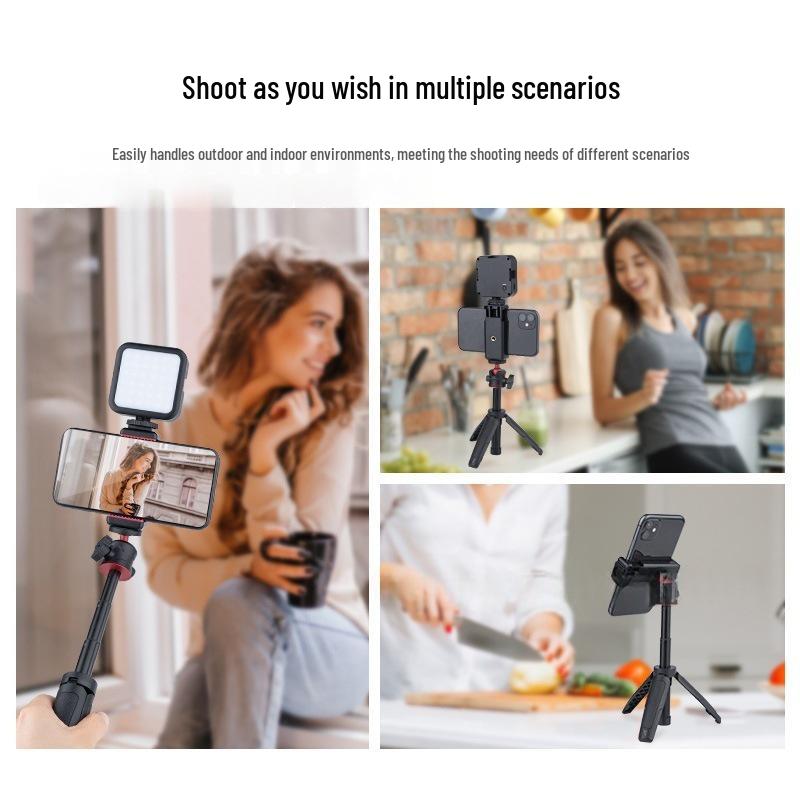 Universal Phone Holder with Cold and Hot Shoe Mount for Vlogging and Live Selfie Videos