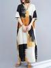 Summer Plus Size Loose Fit Vacation V-Neck Short Sleeve Maxi Dress Women Beach