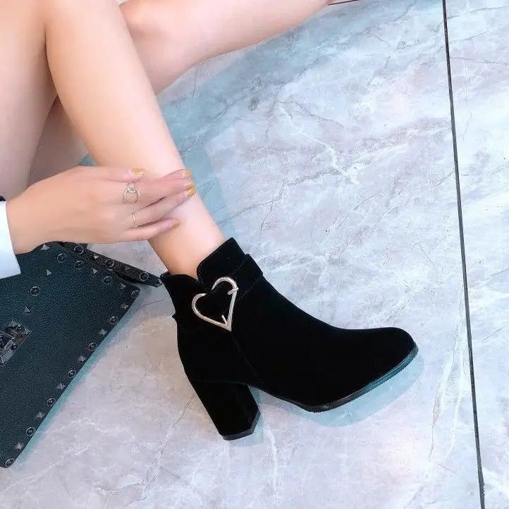 

Fashion Heeled Khaki Female Short Shoes Chunky Heel Booties Comfortable and Elegant Boot Footwear High Quality Goth Women s Ankle Boots 42