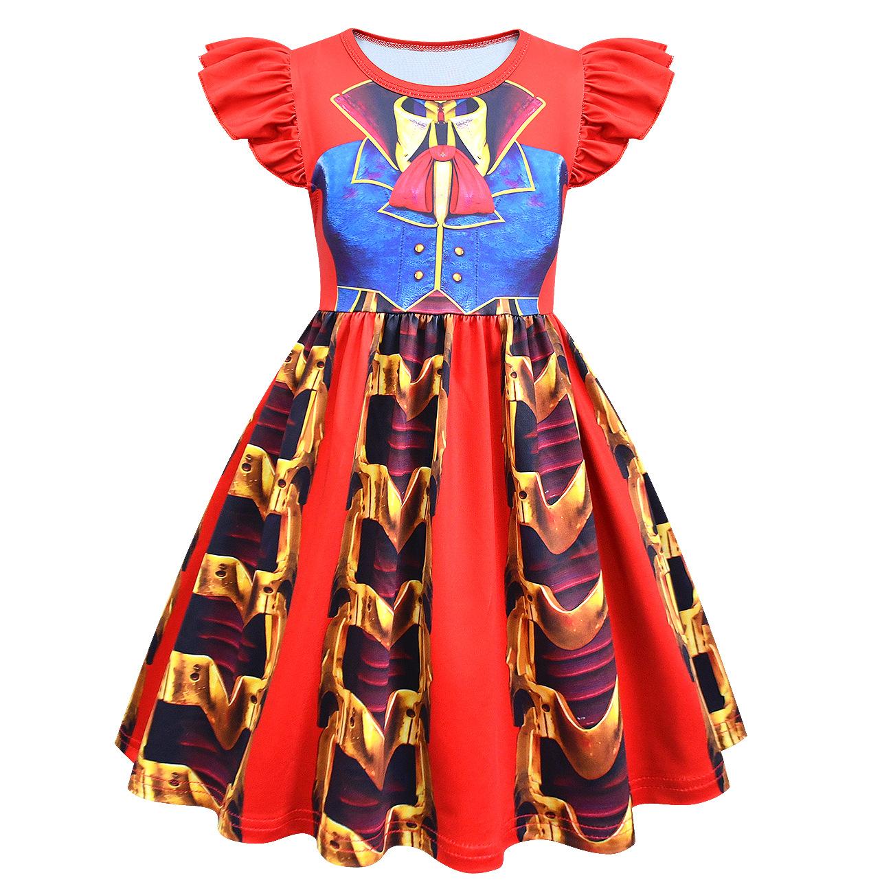 Mädchen Prototype Cosplay Kleid Kinder Gruseliges Horror Kostüm Feifei Ärmel Kleid für Halloween Karneval Geburtstagsparty Kostüm 160cm blue