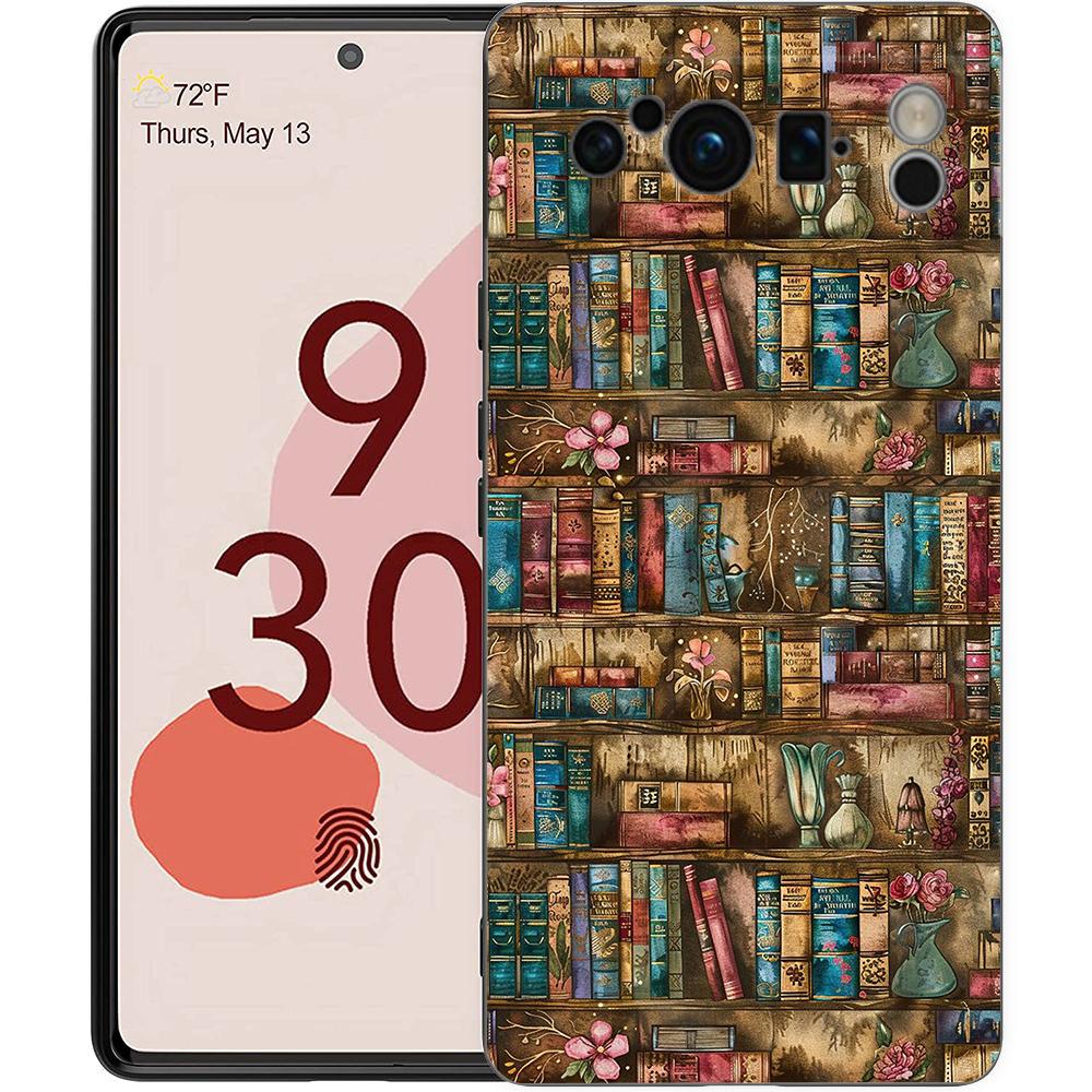 Luxury TPU Phone Case For Google Pixel 9 8 8A 7 7A 6 Pro XL 6A 5G Read Books Illustration Black Soft Back Cover