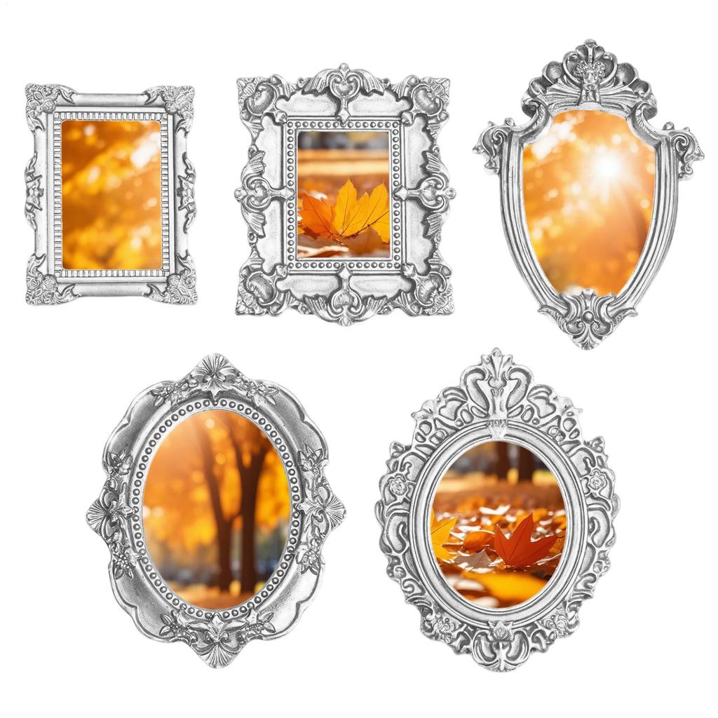 5Pcs Vintage Mini Frame Ornament Mini Albums Mini Picture Frame European Retro Picture Frame Exquisite Relief Shooting Props