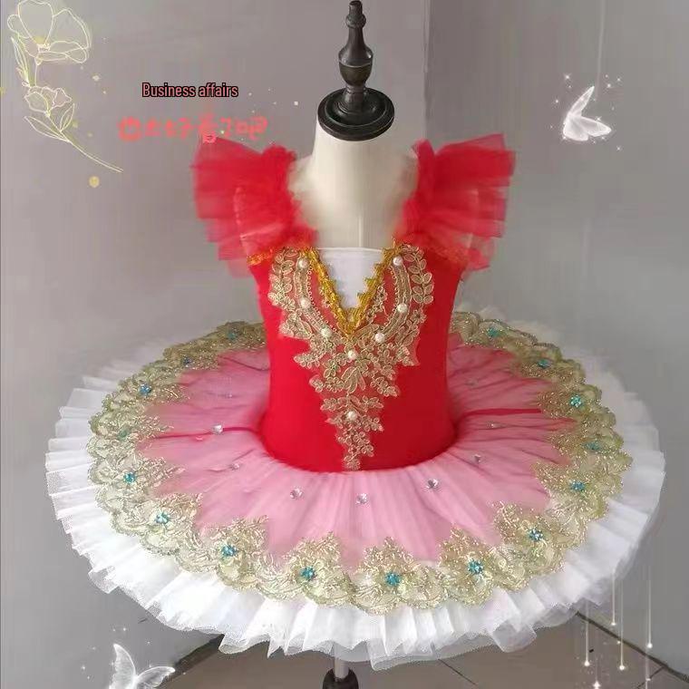 Girls' White Swan Ballet Costume: Princess Dancewear Tutu Skirt for Performances