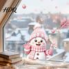Creative Christmas Gift for Friends Snowman Static Glass Stickers Decorative Pink Decals Waterproof PVC Window Clings Home Holiday Party And