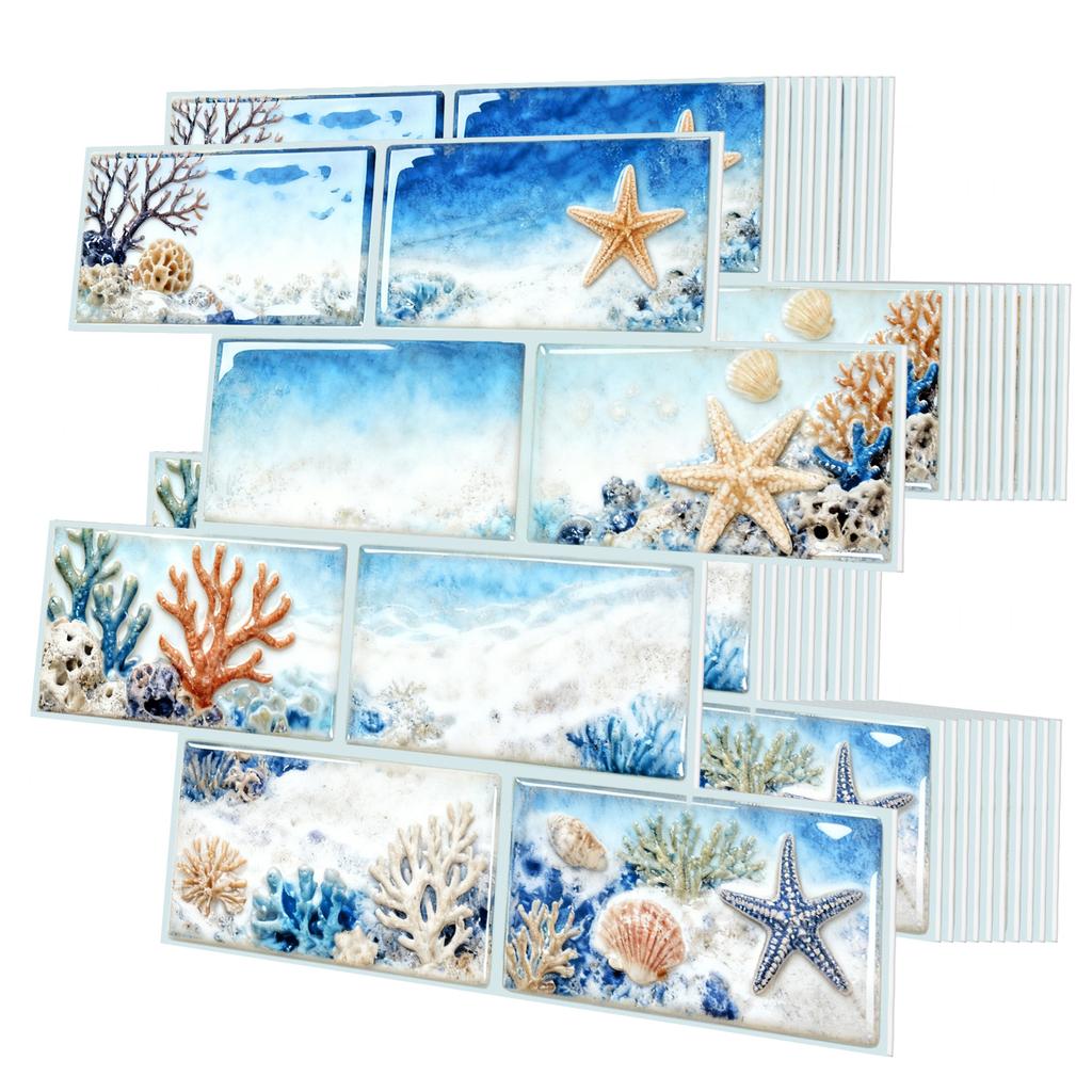 10Pcs Modern Minimalist Mosaic Stick on Backsplash for Kitchen," Peel and Stick Self Adhesive Wall Tiles Back Splashes for Bathroom Brown Marble Look