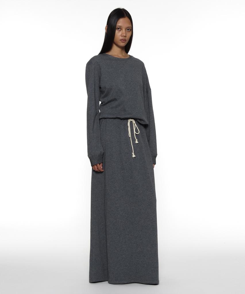 Partimento Woman Pwc Asymmetrical Drawstring Maxi Dress_Charcoal Melange