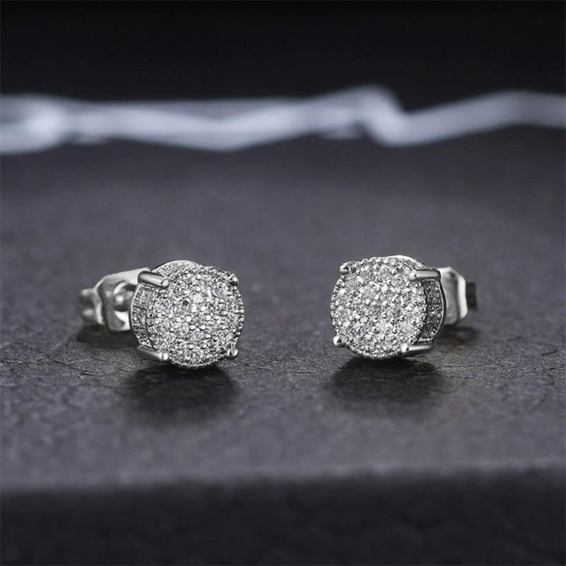 Fashion Round Shape Studs Earrings Statement Earring Copper Texture Ear Studs Ear sAccessory Present for Woman and Girls