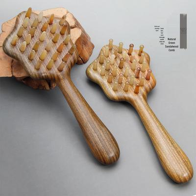 Star-Handle Green Sandalwood Scalp Massage Comb