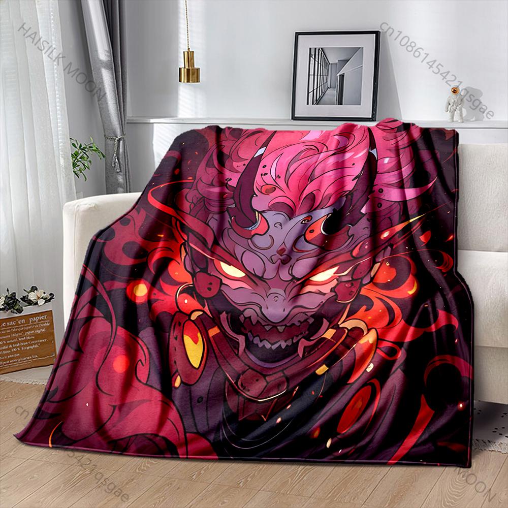 

Japanese Ghost Mask Art Blanket Warm Soft Fluffy Kids Adult Luxury Gifts for Sofa Bed Home Outdoor Travel Camping Blanket 75x90cm