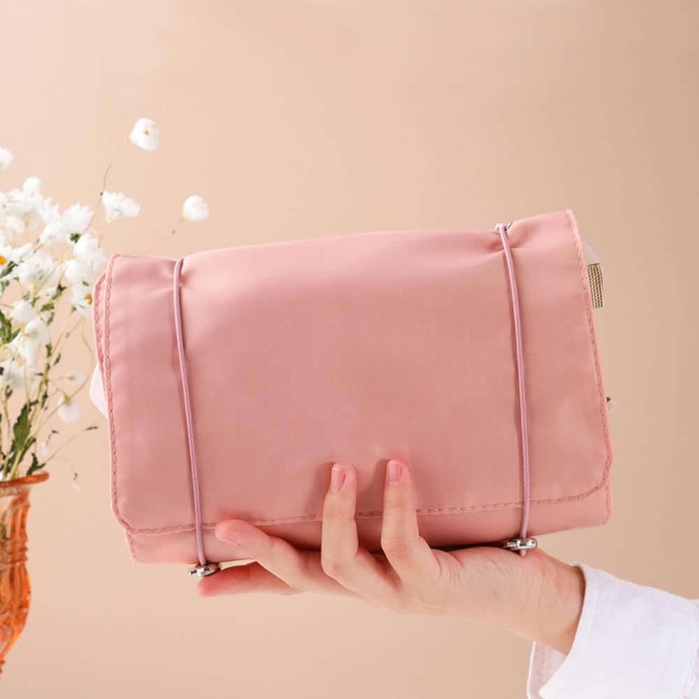 4-in-1 Hanging Toiletry Bag Travel Toiletries-Foldable Compact Cosmetic Kit Quick Roll Up Removable Dividers Makeup Organizer