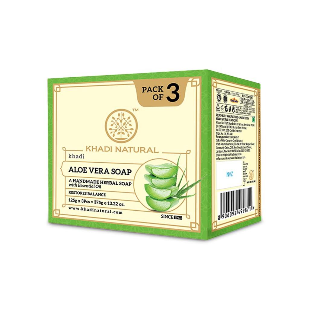 Khadi Natural Aloe Vera Soap | Herbal Bath Soap for Gentle Skin Cleansing |  | Suitable for Men & Women | All Skin Types | Pack of 3