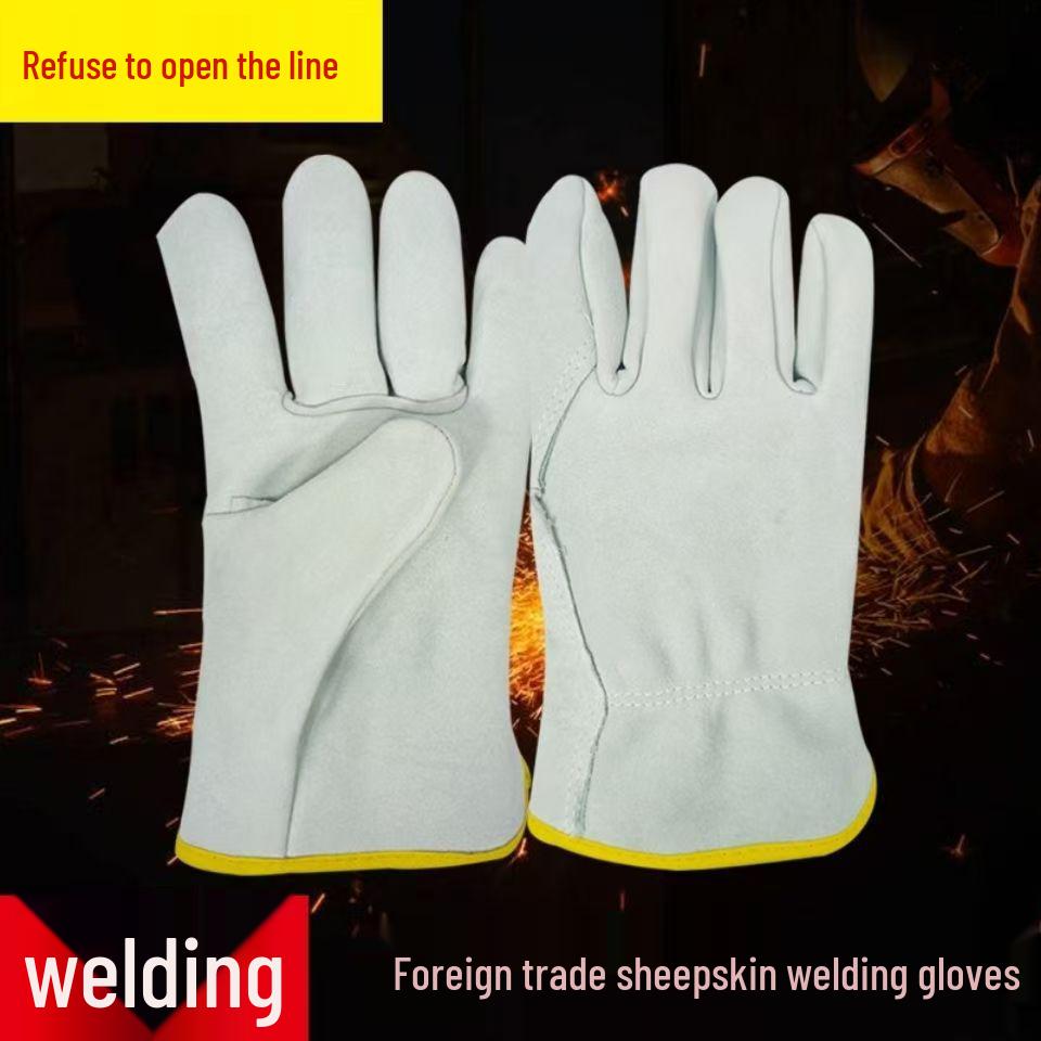 Breathable Sheepskin Work Gloves: Soft, Wear-Resistant, Non-Slip, Short Style for Mechanical and Construction Use