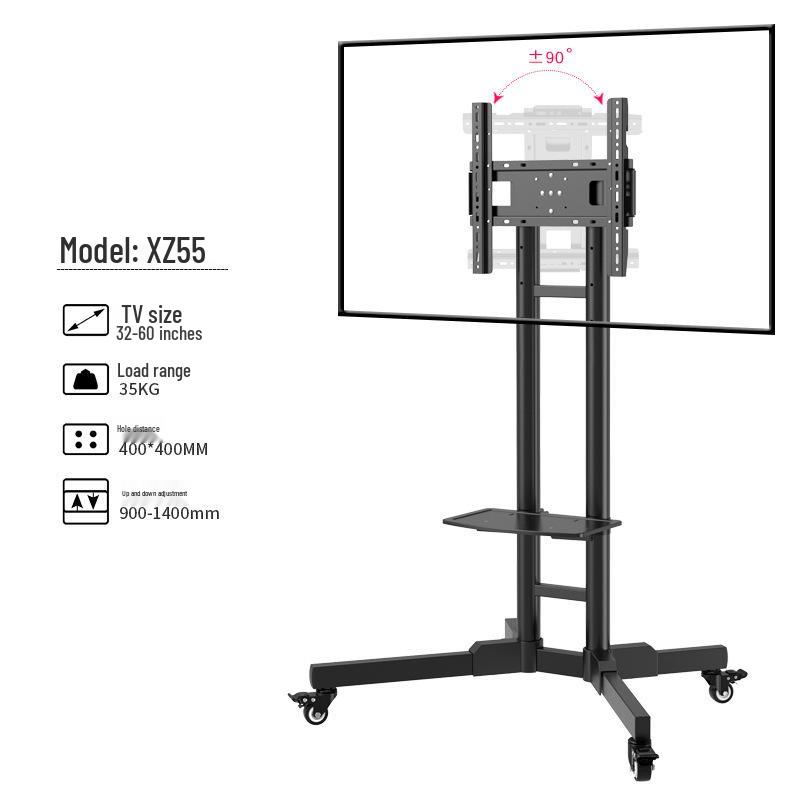 Rotating TV Stand & Cart for 32-75 Inch Monitors: Horizontal/Vertical, Live Broadcast Ready, Mobile Wall Mount