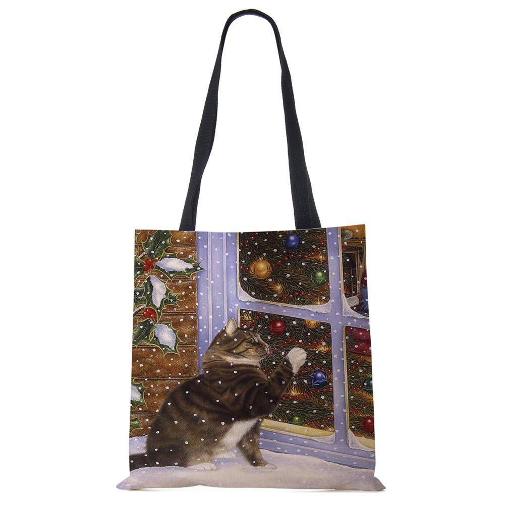 Süße Katze Blumen Malerei Druck Damen Designer Tragetaschen Damen Handtasche Große Einkaufstasche faltbar für Lebensmittel