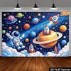 2D Galaxy Space Explorer Toddler Baby Shower Photography Backdrop Decor