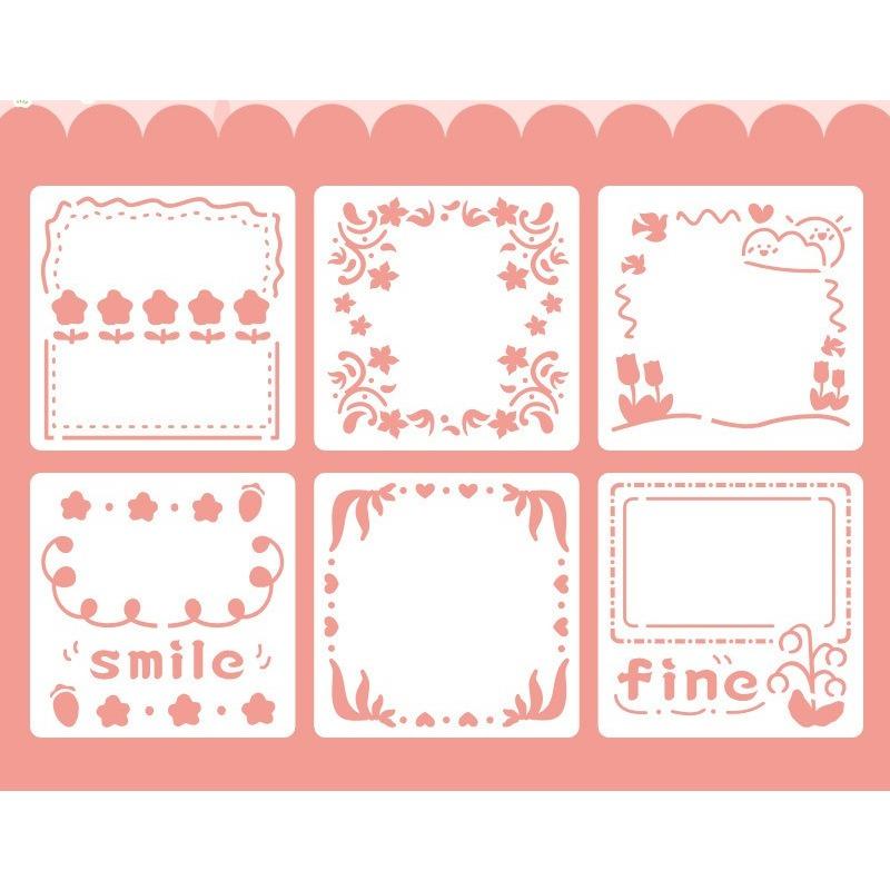 6pcs/set Floral Butterfly Stencil Templates for Scrapbook Wall Small Creative Design DIY Decor Stencils for Painting and Decor
