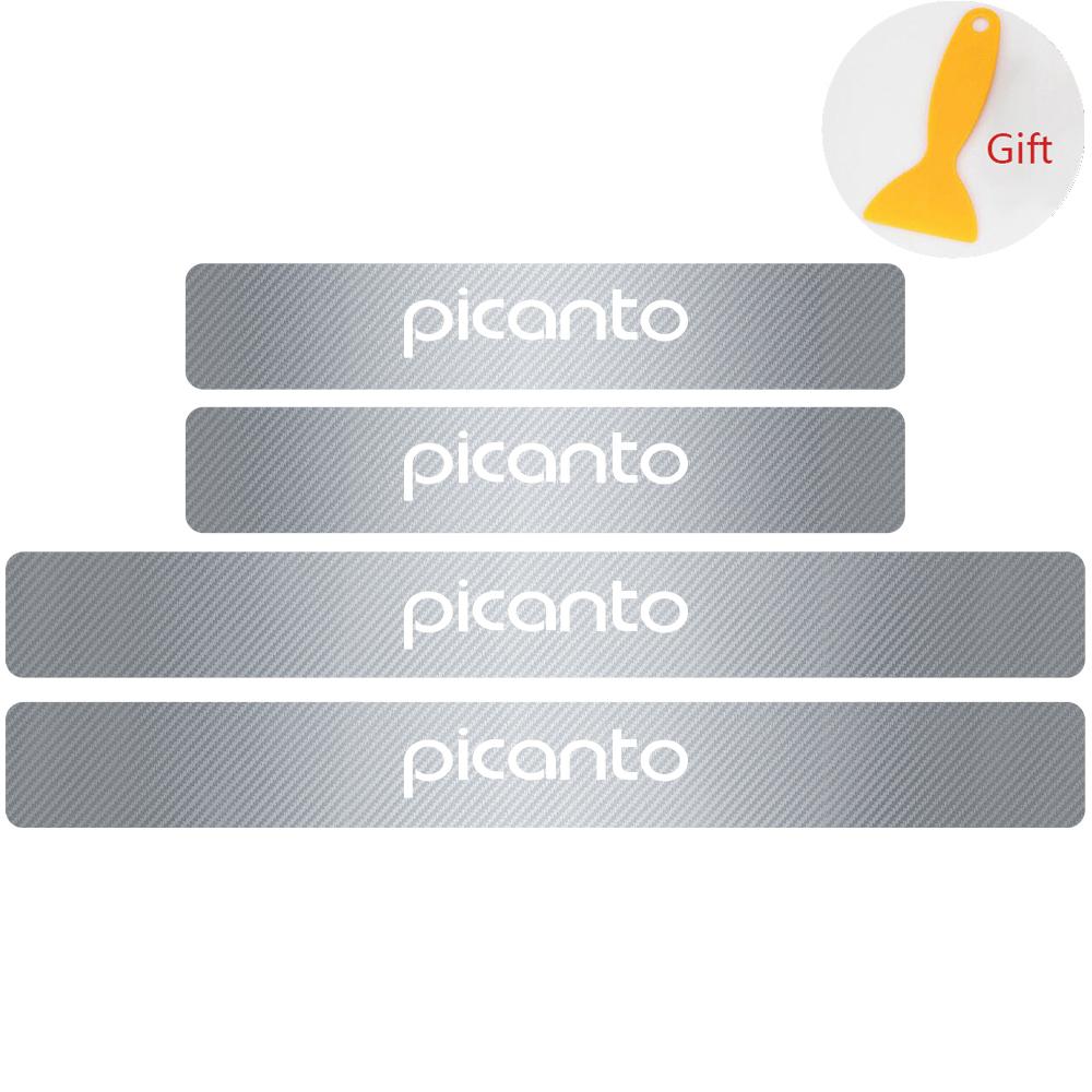 AANT1 4Pcs Carbon FiberCar Door Threshold Sticker Decal For KIA Sorento Optima Carnival K6 Sportage 3 4 Picanto KX1 RIO pv5 ev6 ev5 K3