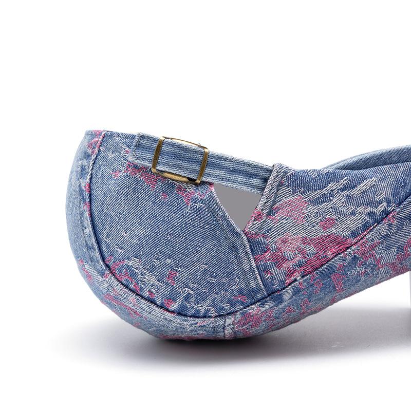 Denim Beret Women's Retro British Peaked Cap Men Print Forward Cap